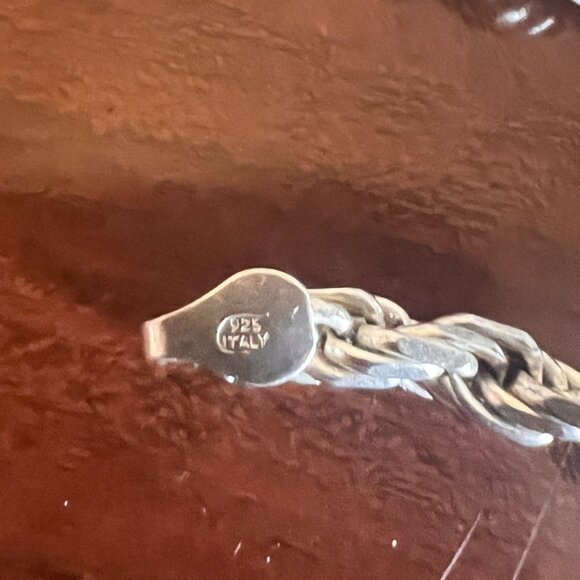 Sterling Silver Italian 925 Twisted Rope Chain Bracelet Italy - Picture 6 of 10